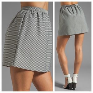 Alice + Olivia Black and White Striped Mini Skirt